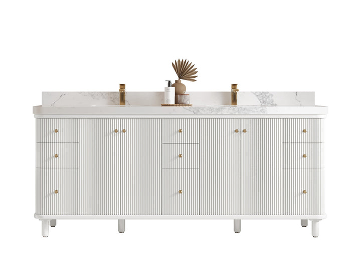 Miami 80 in. W x 22 in. D Fluted Double Sink Bathroom Vanity - photo 1