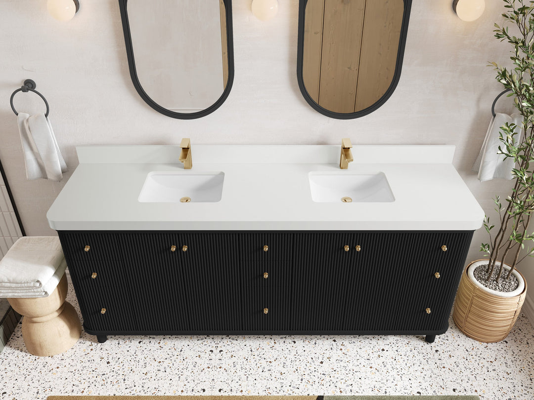 Miami 80 in. W x 22 in. D Fluted Double Sink Bathroom Vanity - Willow Bath and Vanity