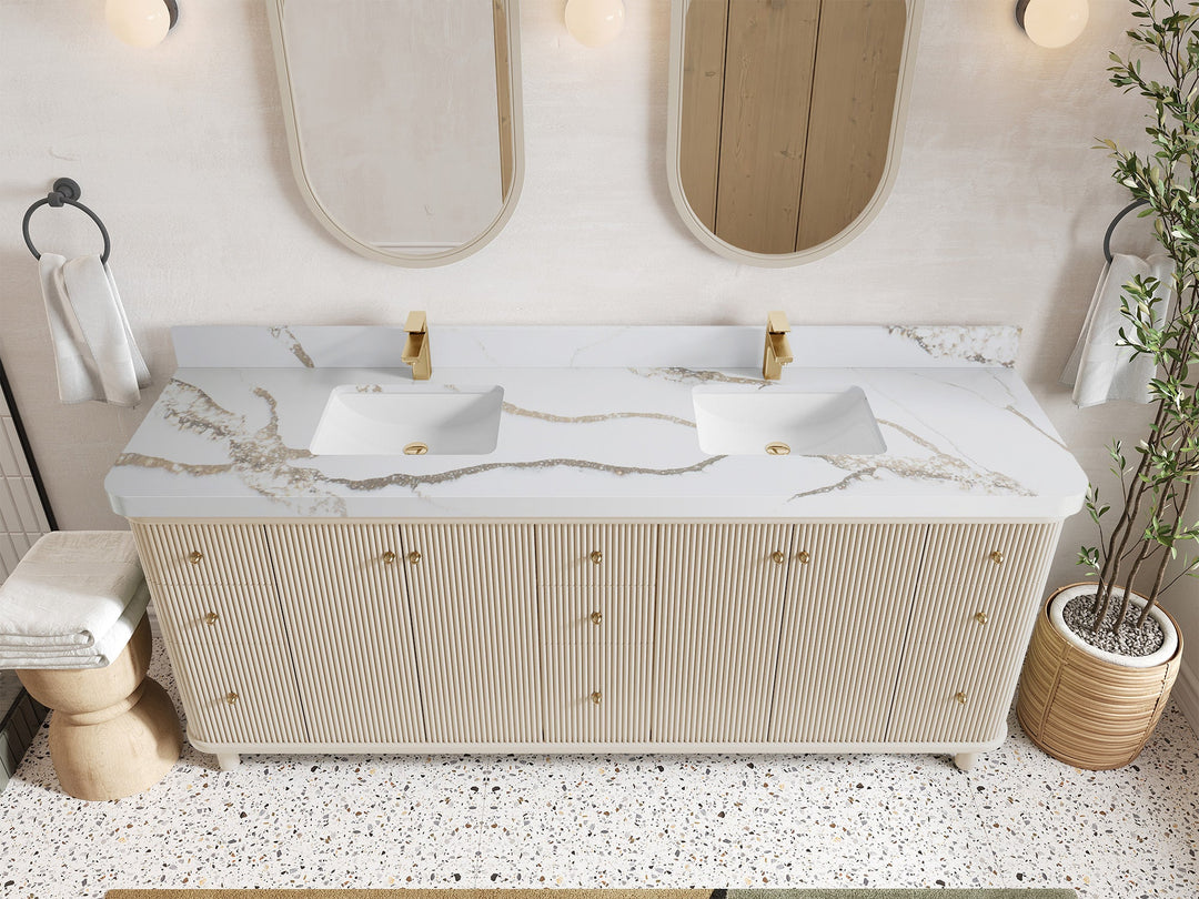 Miami 80 in. W x 22 in. D Fluted Double Sink Bathroom Vanity - Willow Bath and Vanity