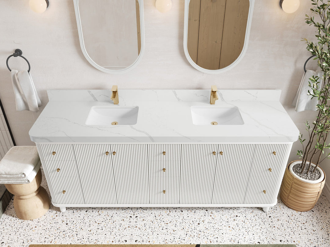 Miami 80 in. W x 22 in. D Fluted Double Sink Bathroom Vanity - Willow Bath and Vanity