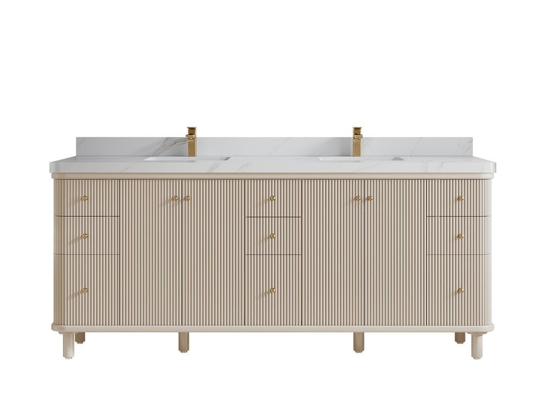 Miami 80 in. W x 22 in. D Fluted Double Sink Bathroom Vanity - Willow Bath and Vanity