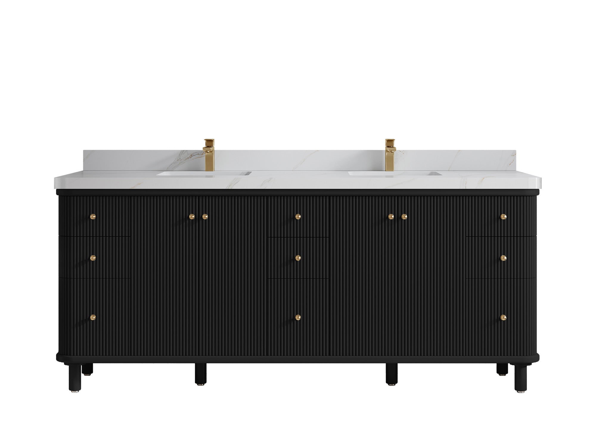 Miami 80 in. W x 22 in. D Fluted Double Sink Bathroom Vanity - Willow Bath and Vanity