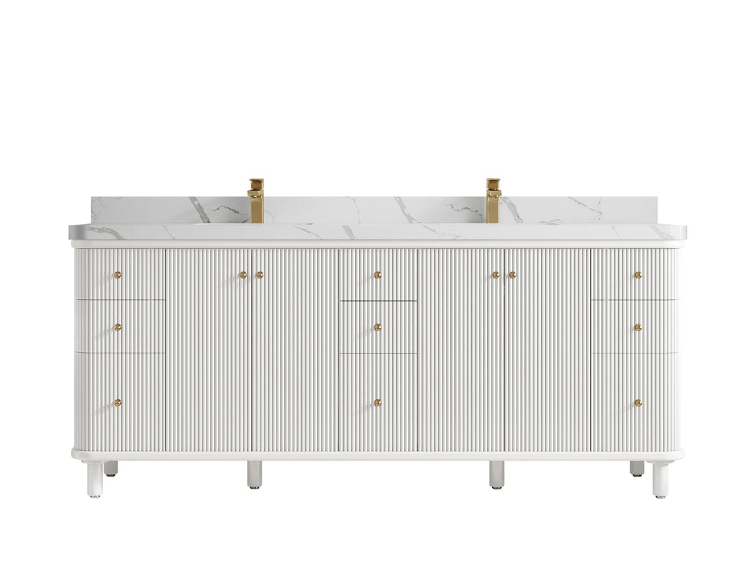 Miami 80 in. W x 22 in. D Fluted Double Sink Bathroom Vanity - Willow Bath and Vanity
