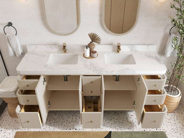 Miami 80 in. W x 22 in. D Fluted Double Sink Bathroom Vanity - photo 5