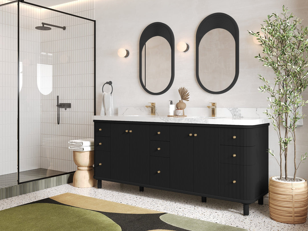 Miami 80 in. W x 22 in. D Fluted Double Sink Bathroom Vanity - Willow Bath and Vanity