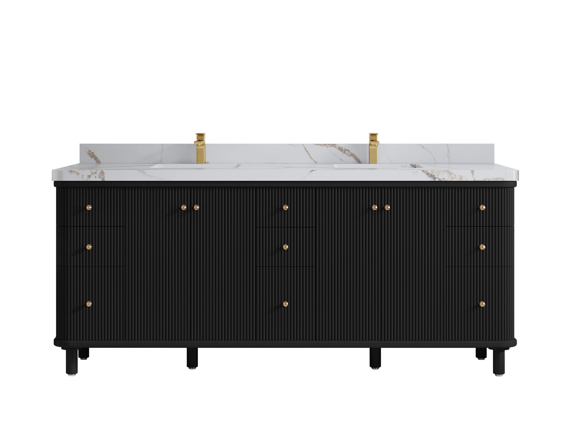 Miami 80 in. W x 22 in. D Fluted Double Sink Bathroom Vanity - Willow Bath and Vanity