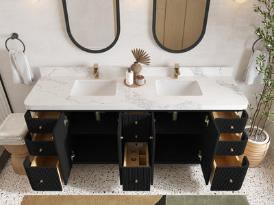 Miami 80 in. W x 22 in. D Fluted Double Sink Bathroom Vanity - Willow Bath and Vanity