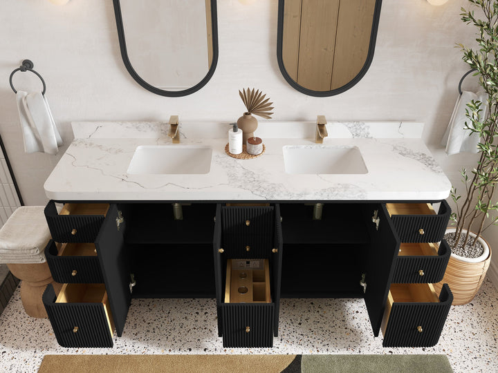 Miami 80 in. W x 22 in. D Fluted Double Sink Bathroom Vanity - photo 5