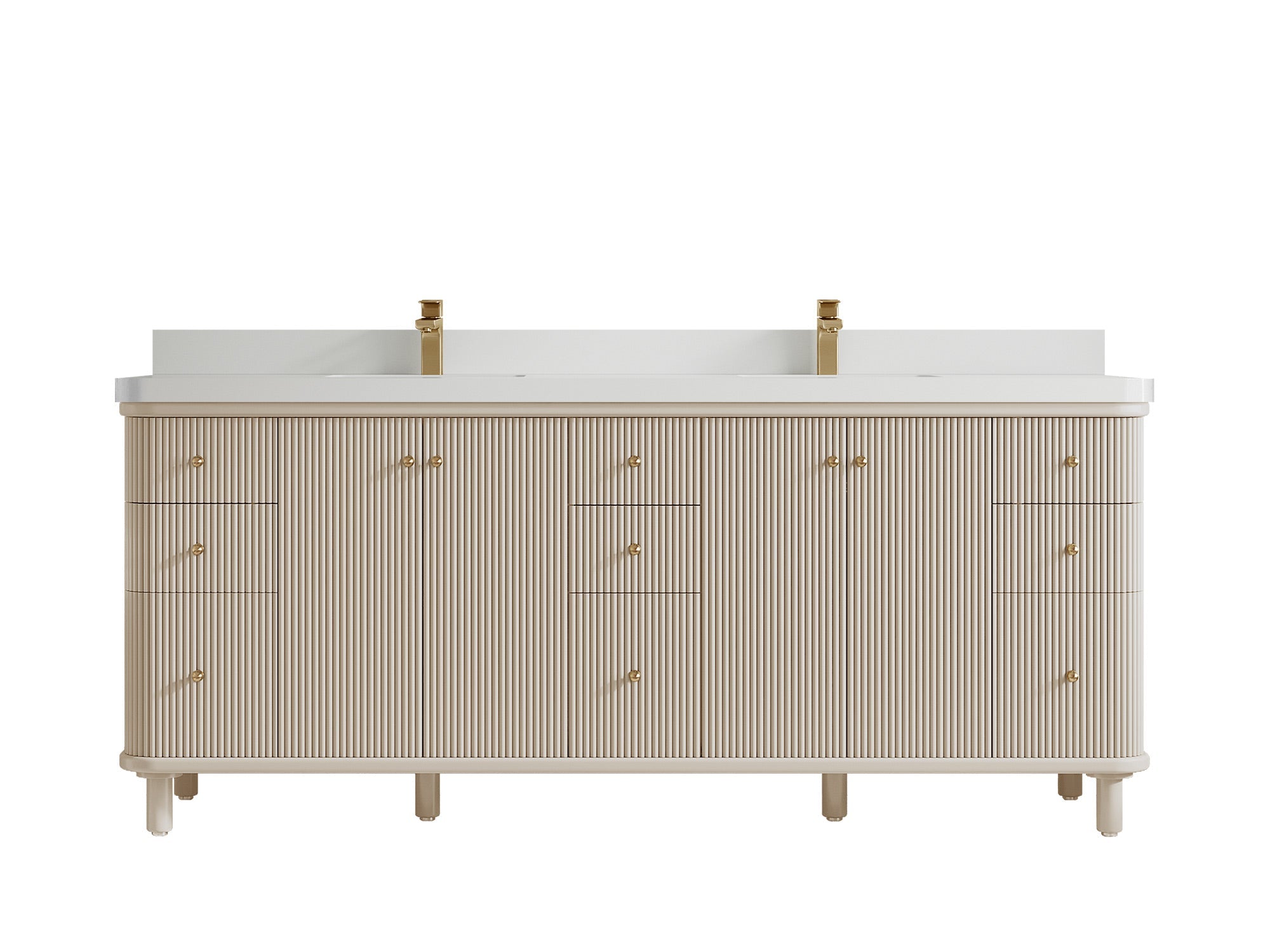 Miami 80 in. W x 22 in. D Fluted Double Sink Bathroom Vanity - Willow Bath and Vanity