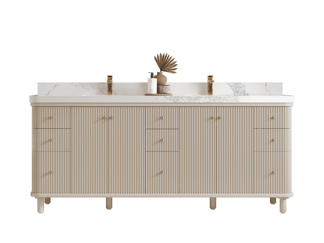 Miami 80 in. W x 22 in. D Fluted Double Sink Bathroom Vanity - Willow Bath and Vanity