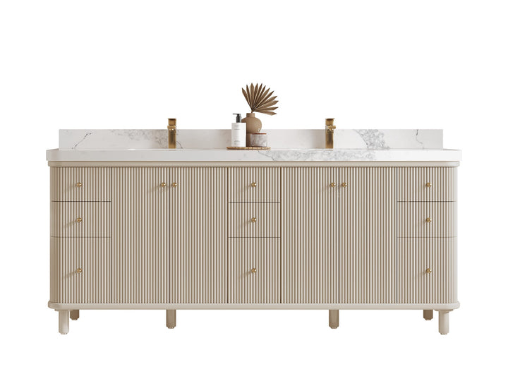 Miami 80 in. W x 22 in. D Fluted Double Sink Bathroom Vanity - photo 1