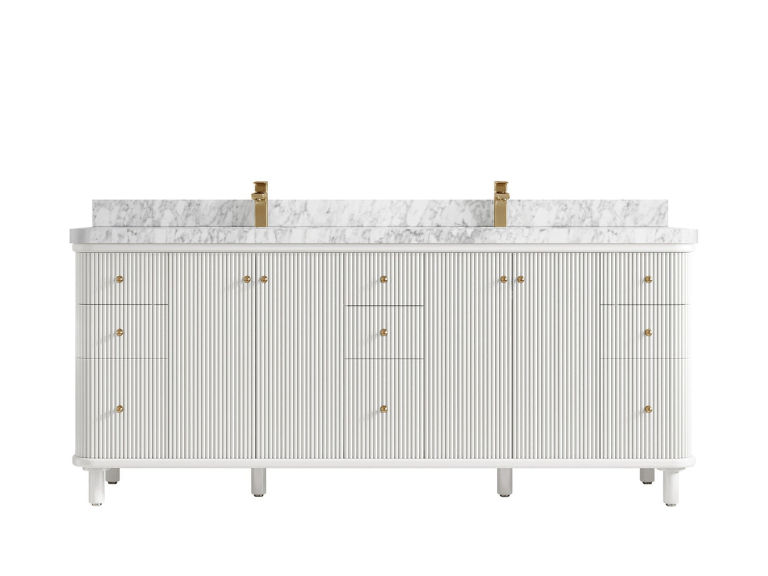 Miami 80 in. W x 22 in. D Fluted Double Sink Bathroom Vanity - Willow Bath and Vanity