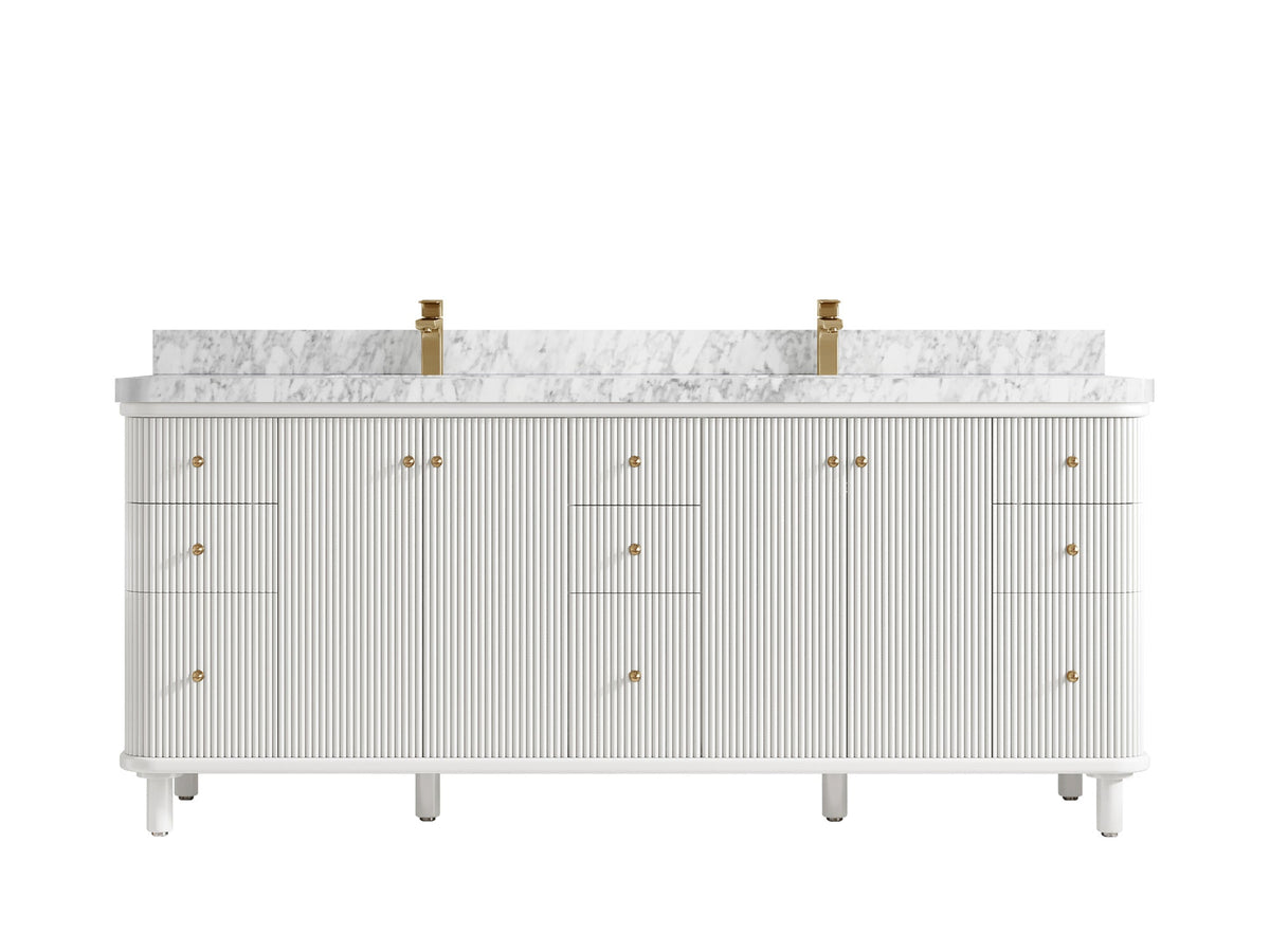 Miami 80 in. W x 22 in. D Fluted Double Sink Bathroom Vanity - Willow Bath and Vanity