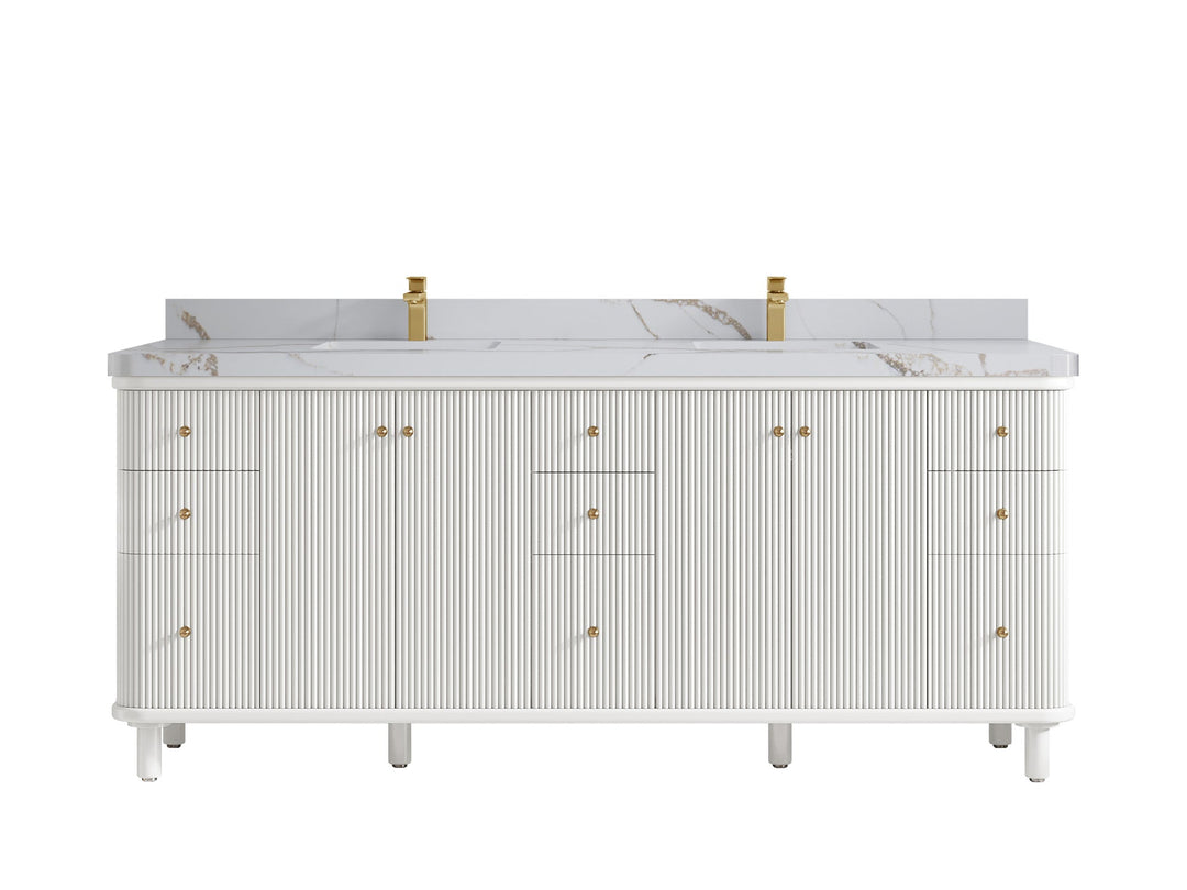 Miami 80 in. W x 22 in. D Fluted Double Sink Bathroom Vanity - Willow Bath and Vanity