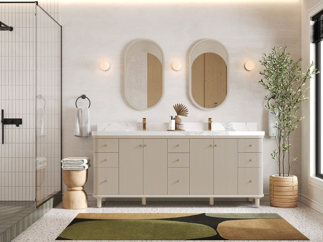 Miami 80 in. W x 22 in. D Fluted Double Sink Bathroom Vanity - Willow Bath and Vanity