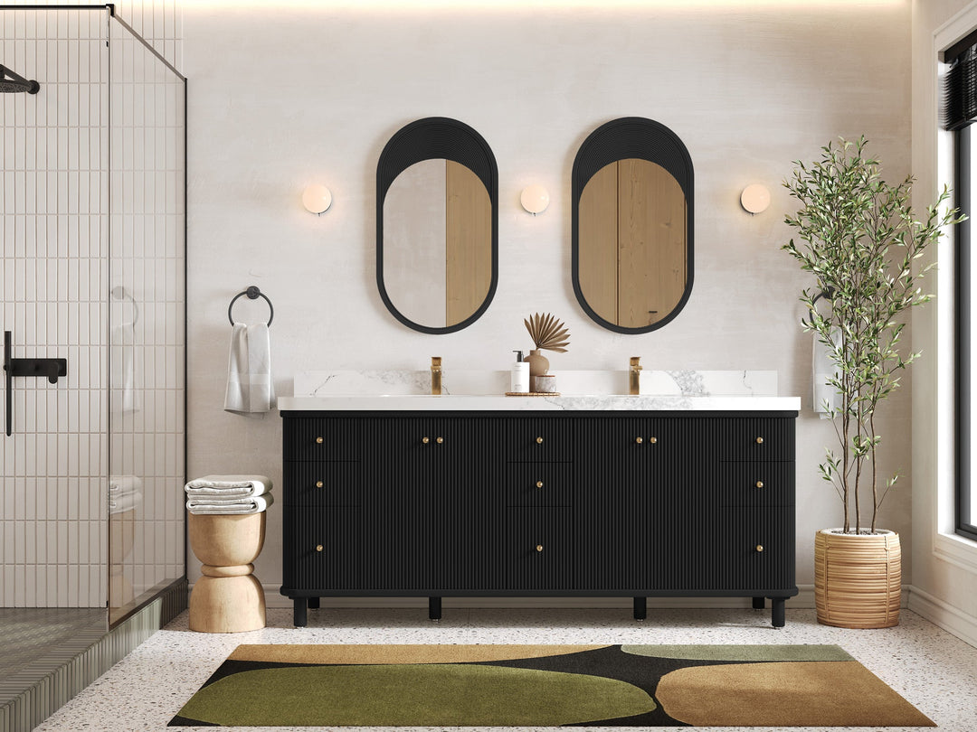 Miami 80 in. W x 22 in. D Fluted Double Sink Bathroom Vanity - Willow Bath and Vanity