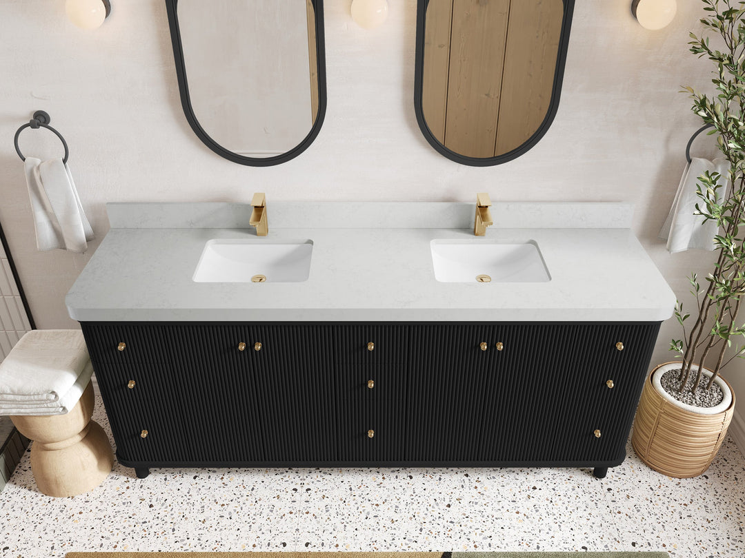 Miami 80 in. W x 22 in. D Fluted Double Sink Bathroom Vanity - Willow Bath and Vanity