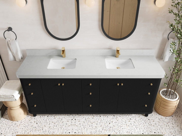 Miami 80 in. W x 22 in. D Fluted Double Sink Bathroom Vanity - photo 14