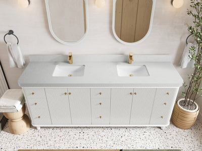 Miami 80 in. W x 22 in. D Fluted Double Sink Bathroom Vanity - Willow Bath and Vanity
