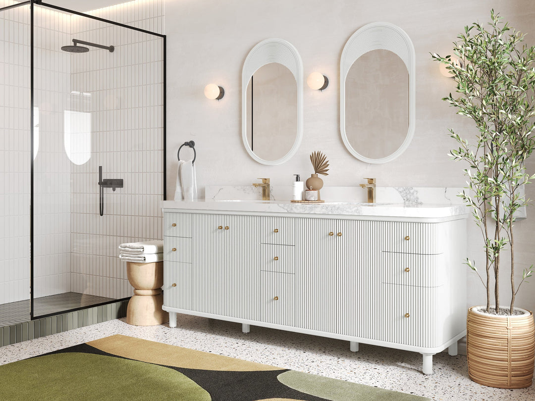 Miami 80 in. W x 22 in. D Fluted Double Sink Bathroom Vanity - Willow Bath and Vanity