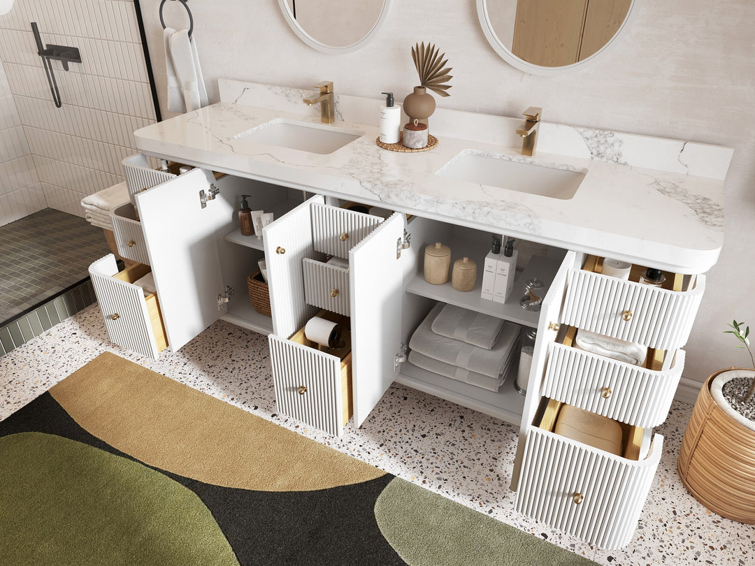 Miami 80 in. W x 22 in. D Fluted Double Sink Bathroom Vanity - Willow Bath and Vanity