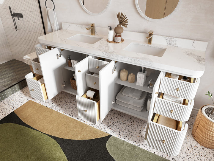 Miami 80 in. W x 22 in. D Fluted Double Sink Bathroom Vanity - photo 3