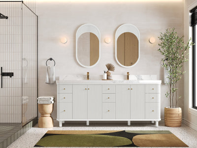Miami 80 in. W x 22 in. D Fluted Double Sink Bathroom Vanity - Willow Bath and Vanity
