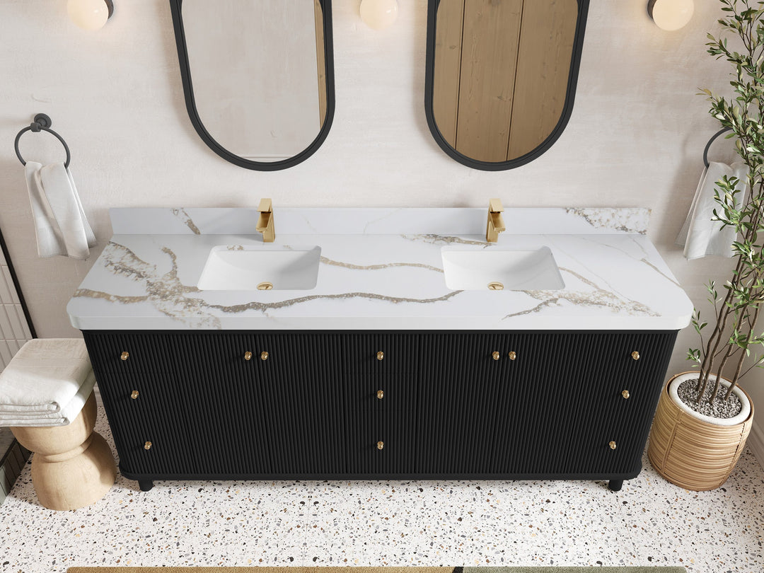 Miami 80 in. W x 22 in. D Fluted Double Sink Bathroom Vanity - Willow Bath and Vanity