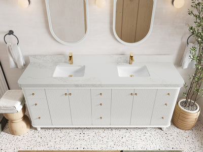 Miami 80 in. W x 22 in. D Fluted Double Sink Bathroom Vanity - Willow Bath and Vanity