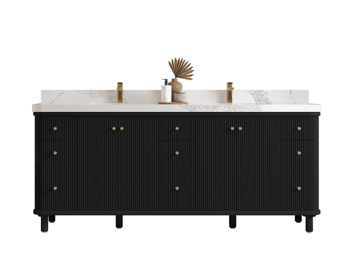 Miami 80 in. W x 22 in. D Fluted Double Sink Bathroom Vanity - photo 1