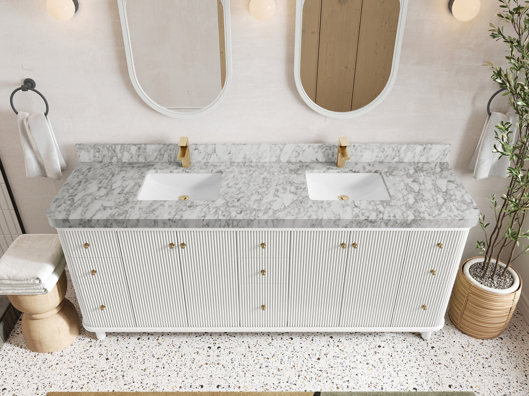 Miami 80 in. W x 22 in. D Fluted Double Sink Bathroom Vanity - Willow Bath and Vanity