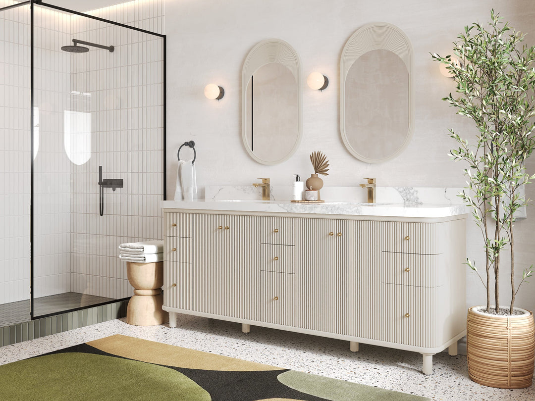 Miami 80 in. W x 22 in. D Fluted Double Sink Bathroom Vanity - Willow Bath and Vanity