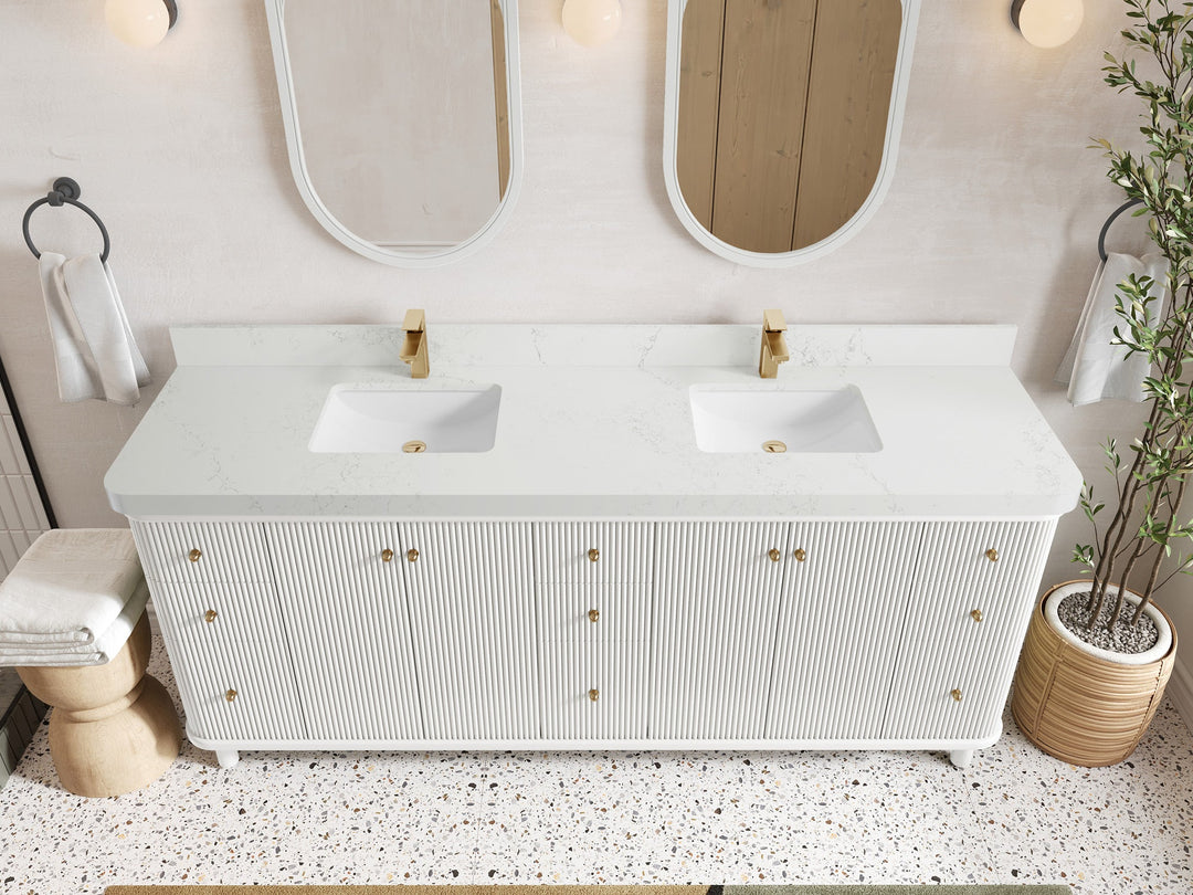 Miami 80 in. W x 22 in. D Fluted Double Sink Bathroom Vanity - Willow Bath and Vanity