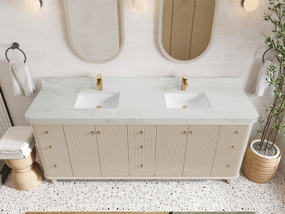 Miami 80 in. W x 22 in. D Fluted Double Sink Bathroom Vanity - Willow Bath and Vanity