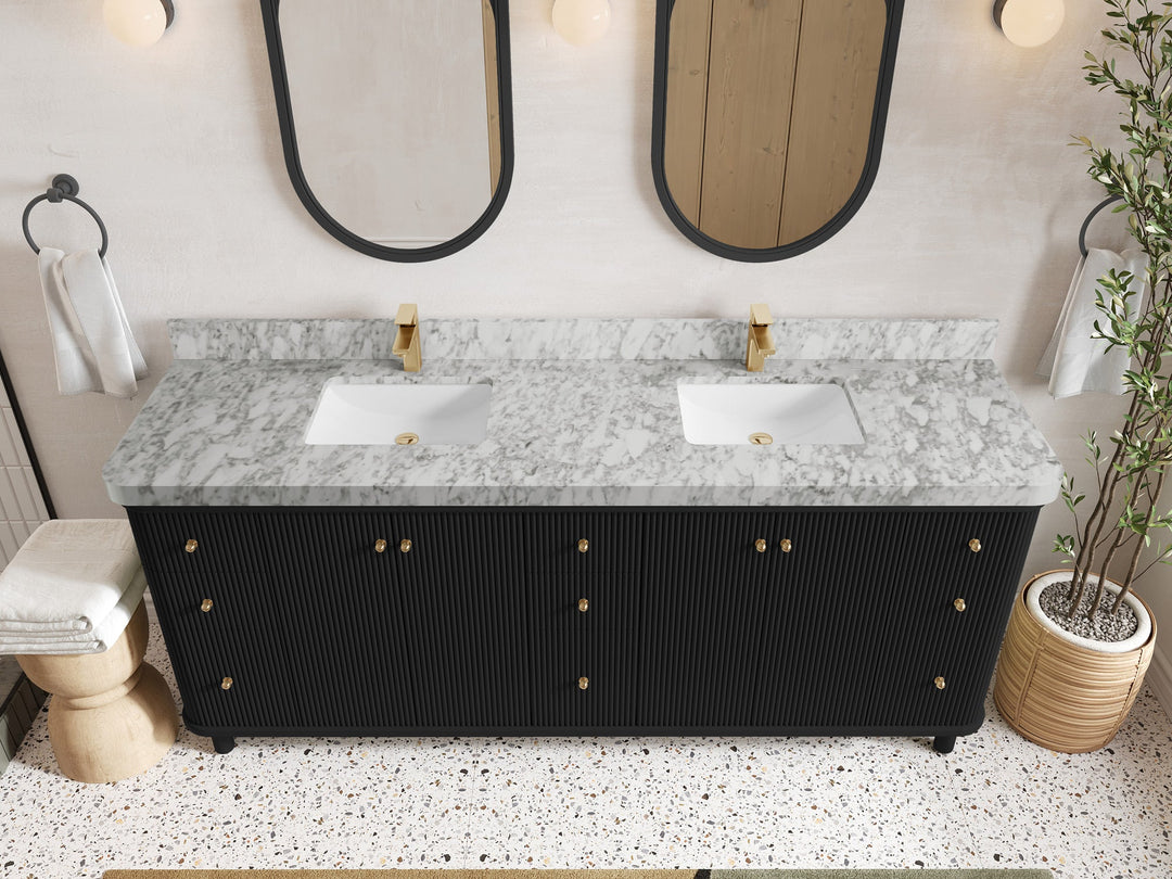 Miami 80 in. W x 22 in. D Fluted Double Sink Bathroom Vanity - Willow Bath and Vanity