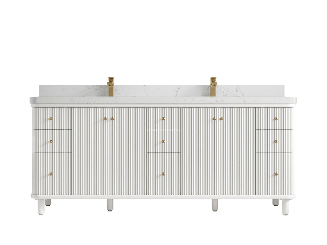 Miami 80 in. W x 22 in. D Fluted Double Sink Bathroom Vanity - Willow Bath and Vanity