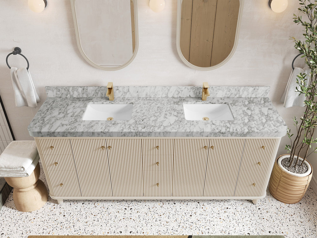 Miami 80 in. W x 22 in. D Fluted Double Sink Bathroom Vanity - Willow Bath and Vanity