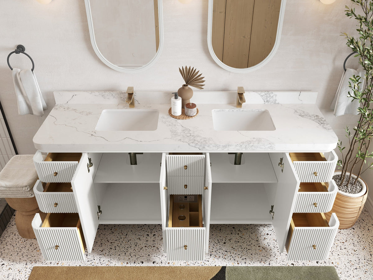 Miami 80 in. W x 22 in. D Fluted Double Sink Bathroom Vanity - Willow Bath and Vanity