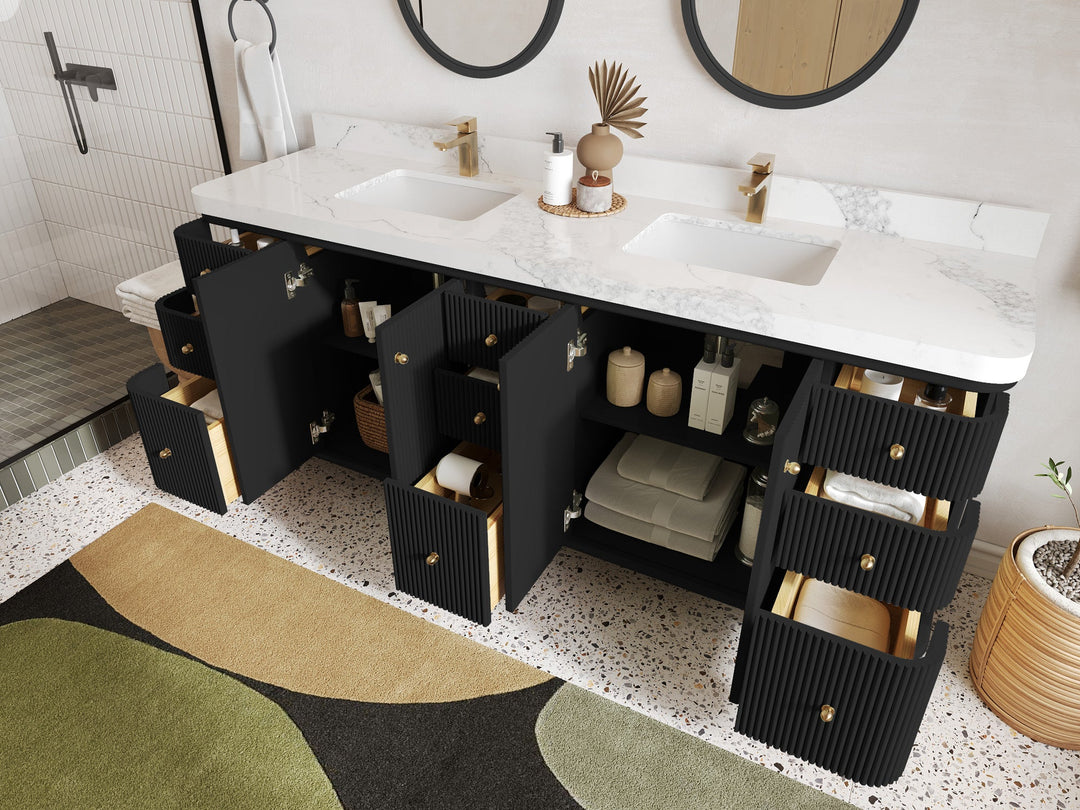 Miami 80 in. W x 22 in. D Fluted Double Sink Bathroom Vanity - Willow Bath and Vanity