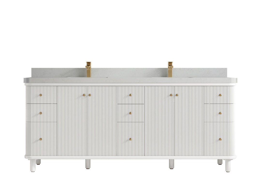 Miami 80 in. W x 22 in. D Fluted Double Sink Bathroom Vanity - Willow Bath and Vanity