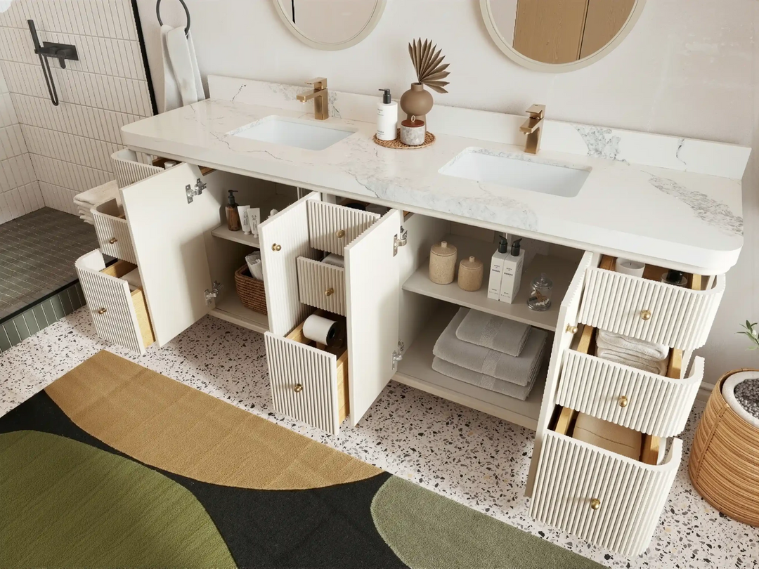 Miami 84 in. W x 22 in. D Double Sink Bathroom Vanity | 
              
                Alabaster
                
                  
             - MIA-CAB-ALB-83 - photo №3