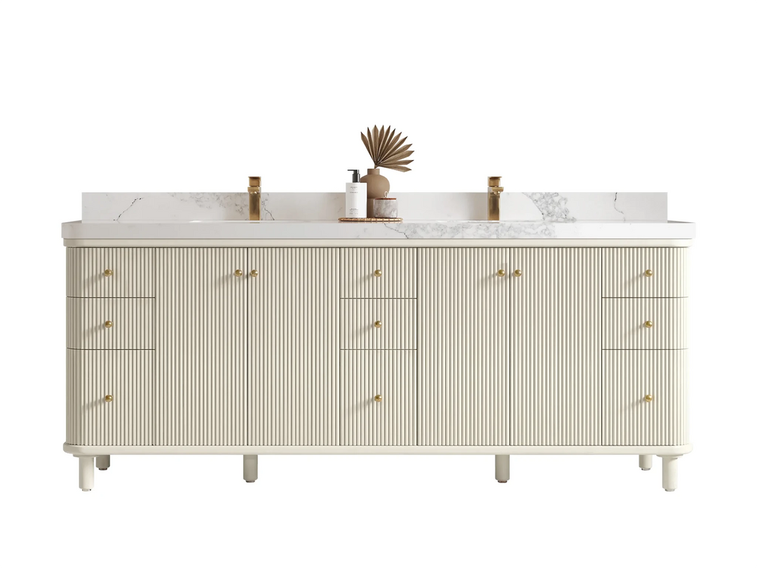 Miami 84 in. W x 22 in. D Double Sink Bathroom Vanity | 
              
                Alabaster
                
                  
             - MIA-CAB-ALB-83 - photo №1