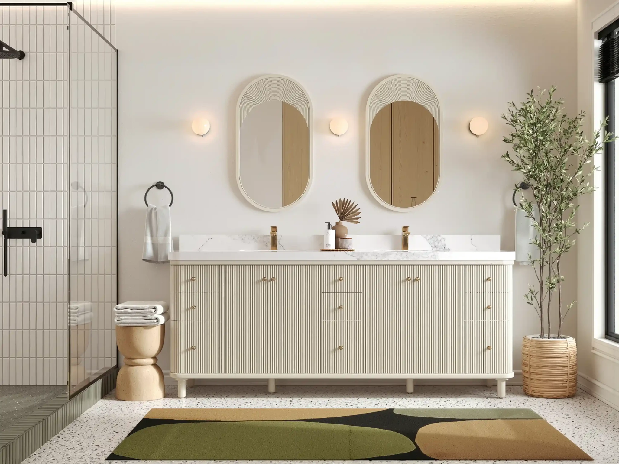 Miami 84 in. W x 22 in. D Double Sink Bathroom Vanity - Willow Bath and Vanity