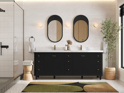 Miami 84 in. W x 22 in. D Double Sink Bathroom Vanity in Black with Countertop - Full View