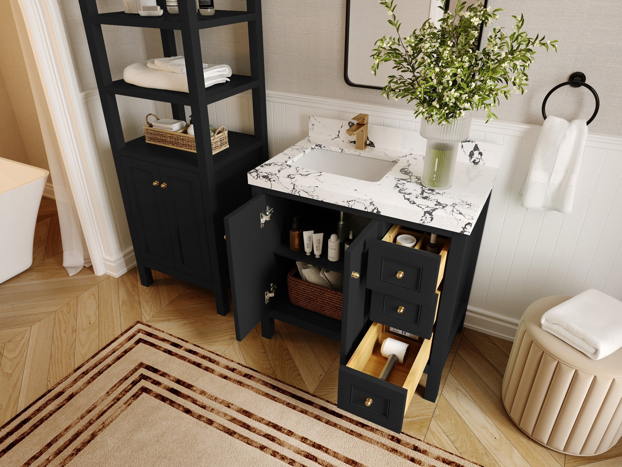 Nashville 36 in. W x 22 in. D Left Offset Sink Bathroom Vanity - Willow Bath and Vanity