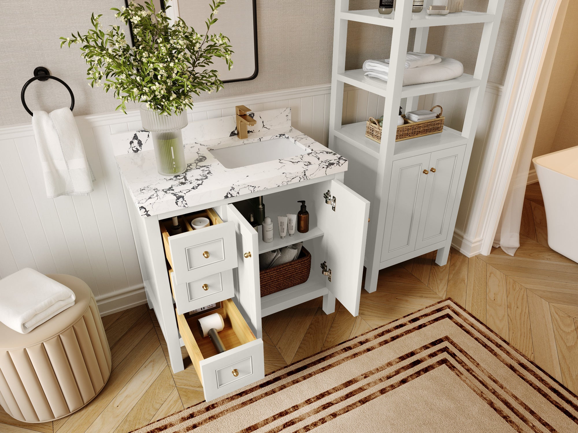 Nashville 36 in. W x 22 in. D Right Offset Sink Bathroom Vanity - Willow Bath and Vanity