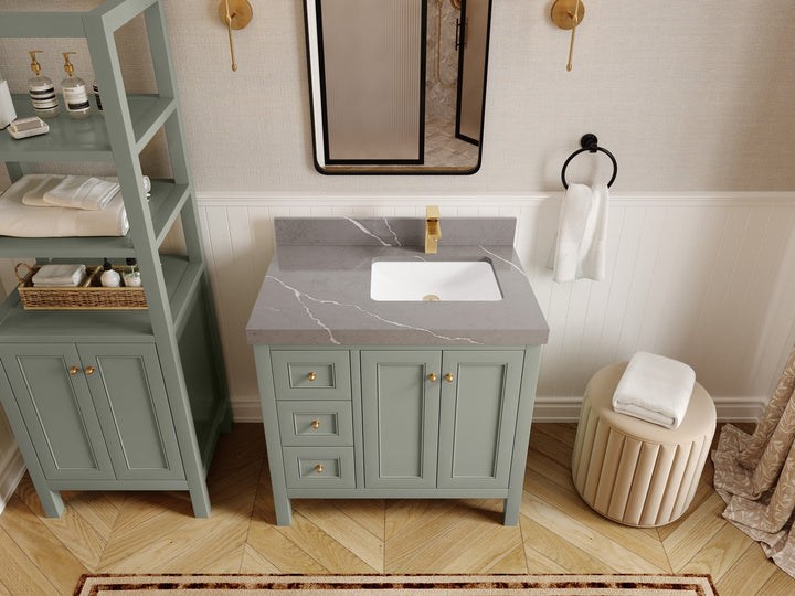 Nashville 36 in. W x 22 in. D Right Offset Sink Bathroom Vanity - photo 42