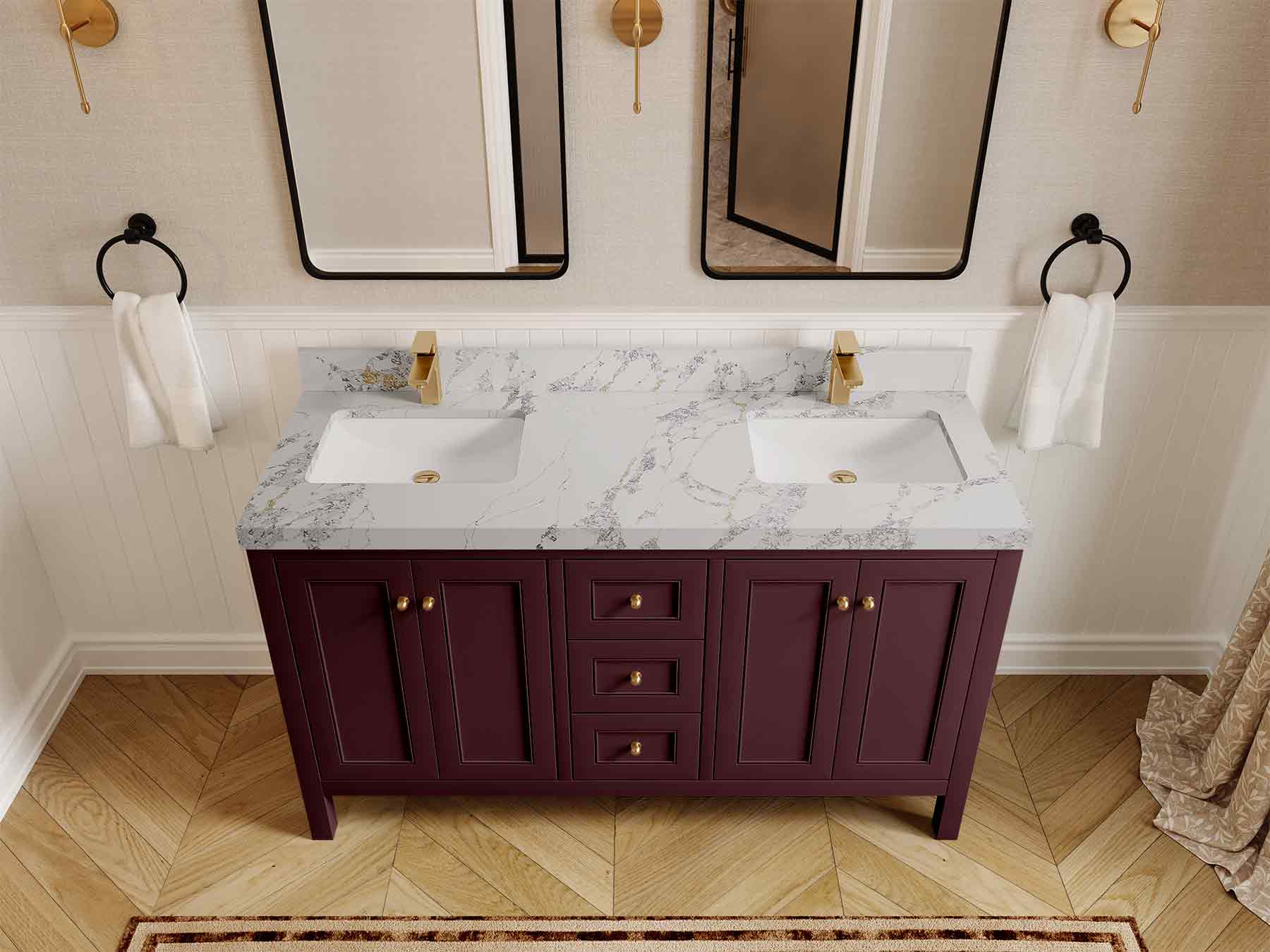 Nashville 60 in. W x 22 in. D Double Sink Bathroom Vanity - Willow Bath and Vanity