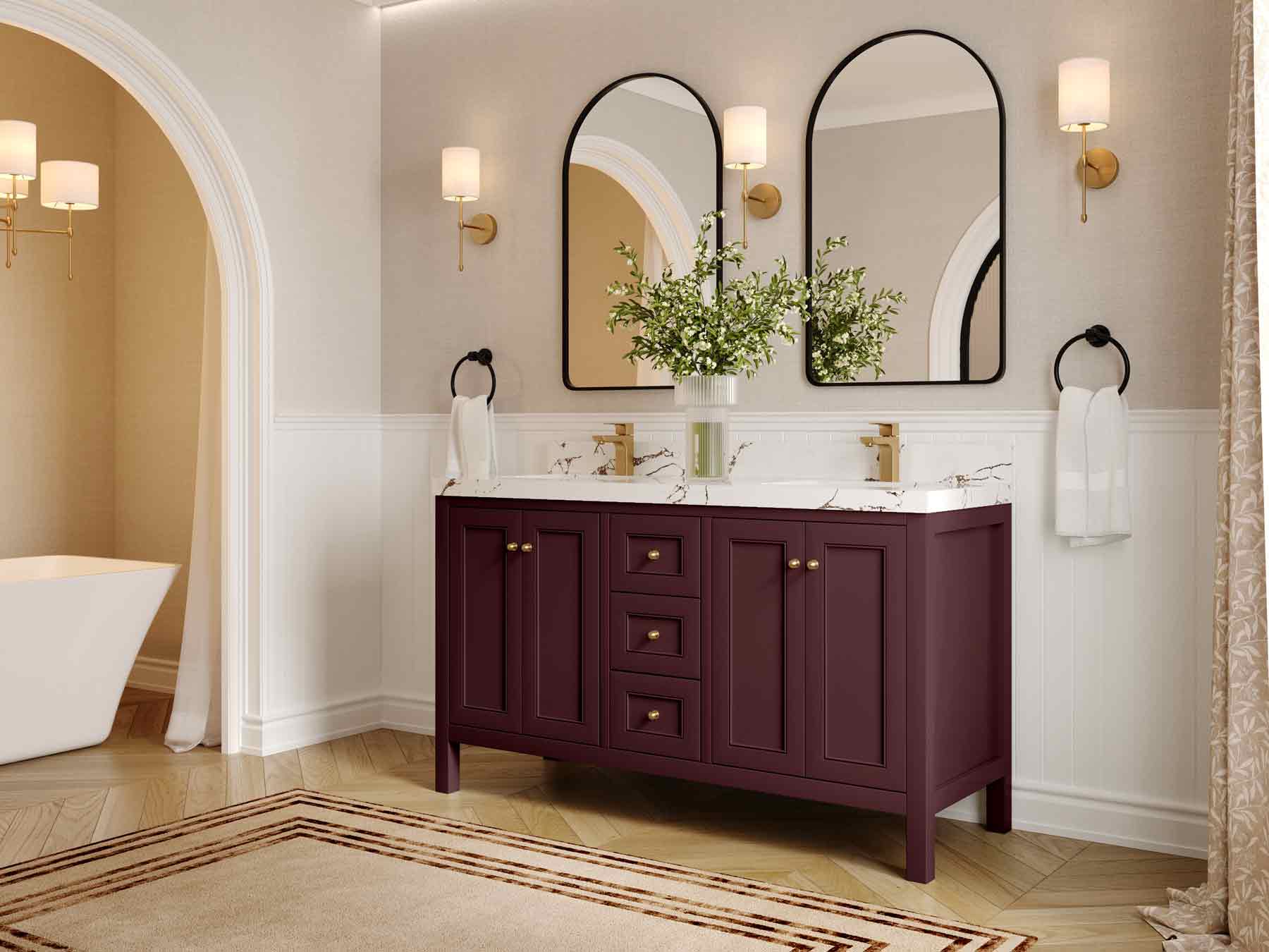 Nashville 60 in. W x 22 in. D Double Sink Bathroom Vanity - Willow Bath and Vanity