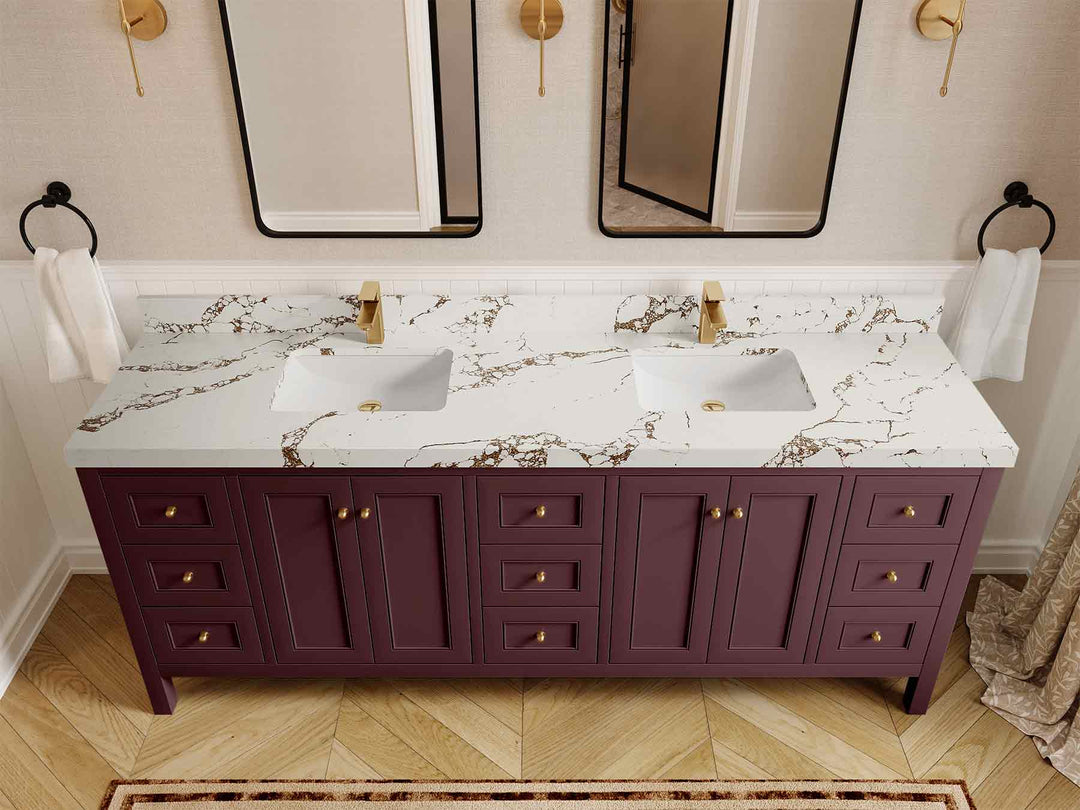 Nashville 84 in W x 22 in D Double Sink Bathroom Vanity | 
              
                Burgundy
                
                  
             - NAS_BGD_BRS_84 - photo №35